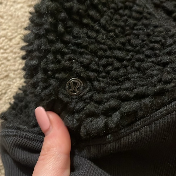 Lululemon scuba oversized Sherpa 1/2 zip black hoodie Sz M/L - Picture 8 of 9